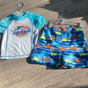 NEW Nick & Mack Boys 2 -Piece Swimwear Rash Guard and Trunk Swimsuit Set